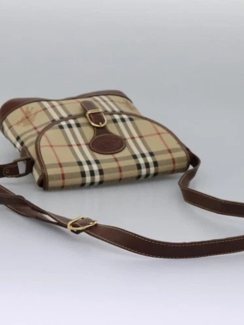 Burberrys Nova Check Shoulder Bag PVC Leather Beige Brown gold Auth BD093 - Picture 7 of 16